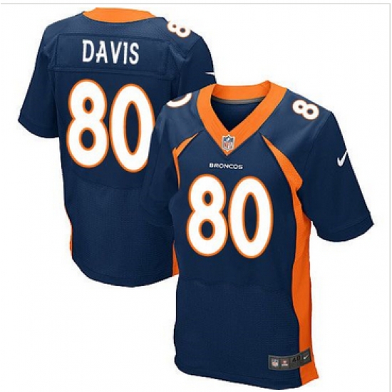 Nike Denver Broncos #80 Vernon Davis Navy Blue Alternate Men 27s Stitched NFL New Elite Jersey Nike Denver Broncos #80 Vernon Davis Navy Blue Alternate Men 27s Stitched NFL New Elite Jersey