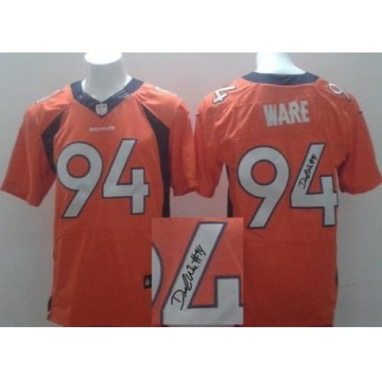 Nike Denver Broncos 94 DeMarcus Ware Orange Elite Signed NFL Jersey Nike Denver Broncos 94 DeMarcus Ware Orange Elite Signed NFL Jersey