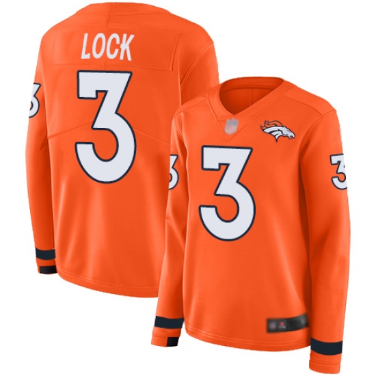 Broncos 3 Drew Lock Orange Team Color Women Stitched Football Limited Therma Long Sleeve Jersey Broncos 3 Drew Lock Orange Team Color Women Stitched Football Limited Therma Long Sleeve Jersey