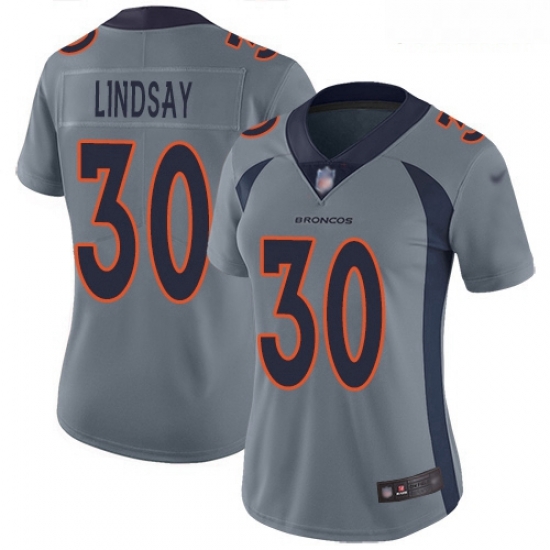 Broncos #30 Phillip Lindsay Gray Women Stitched Football Limited Inverted Legend Jersey Broncos #30 Phillip Lindsay Gray Women Stitched Football Limited Inverted Legend Jersey