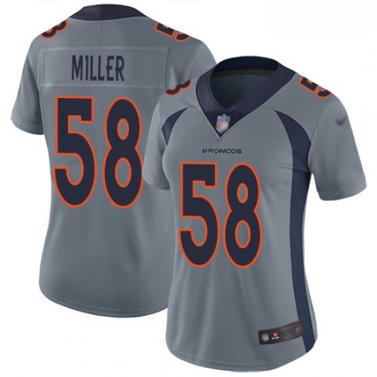 Broncos #58 Von Miller Gray Women Stitched Football Limited Inverted Legend Jersey Broncos #58 Von Miller Gray Women Stitched Football Limited Inverted Legend Jersey