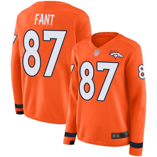 Broncos 87 Noah Fant Orange Team Color Women Stitched Football Limited Therma Long Sleeve Jersey Broncos 87 Noah Fant Orange Team Color Women Stitched Football Limited Therma Long Sleeve Jersey