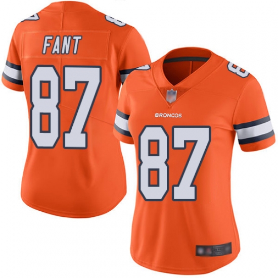 Broncos 87 Noah Fant Orange Women Stitched Football Limited Rush Jersey Broncos 87 Noah Fant Orange Women Stitched Football Limited Rush Jersey