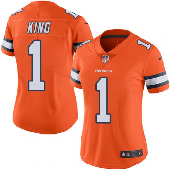 Nike Broncos #1 Marquette King Orange Womens Stitched NFL Limited Rush Jersey Nike Broncos #1 Marquette King Orange Womens Stitched NFL Limited Rush Jersey