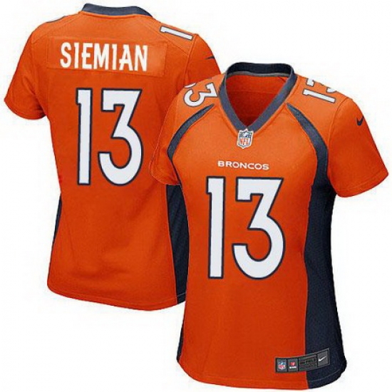 Nike Broncos #13 Trevor Siemian Orange Team Color Womens Stitched NFL New Elite Jersey Nike Broncos #13 Trevor Siemian Orange Team Color Womens Stitched NFL New Elite Jersey