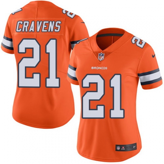 Nike Broncos #21 Su a Cravens Orange Womens Stitched NFL Limited Rush Jersey Nike Broncos #21 Su a Cravens Orange Womens Stitched NFL Limited Rush Jersey