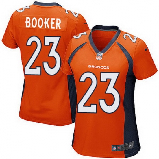 Nike Broncos #23 Devontae Booker Orange Team Color Womens Stitched NFL New Elite Jersey Nike Broncos #23 Devontae Booker Orange Team Color Womens Stitched NFL New Elite Jersey