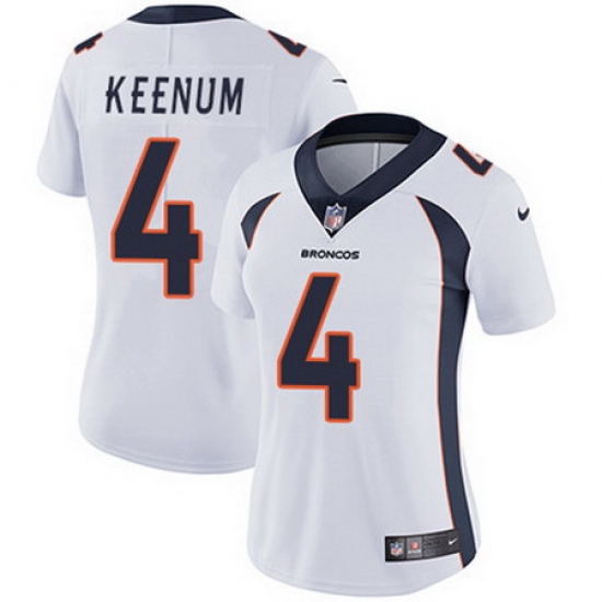 Nike Broncos #4 Case Keenum White Womens Stitched NFL Vapor Untouchable Limited Jersey Nike Broncos #4 Case Keenum White Womens Stitched NFL Vapor Untouchable Limited Jersey