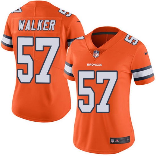 Nike Broncos #57 Demarcus Walker Orange Womens Stitched NFL Limited Rush Jersey