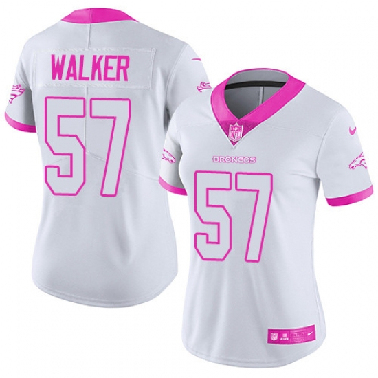 Nike Broncos #57 Demarcus Walker White Pink Womens Stitched NFL Limited Rush Fashion Jersey Nike Broncos #57 Demarcus Walker White Pink Womens Stitched NFL Limited Rush Fashion Jersey
