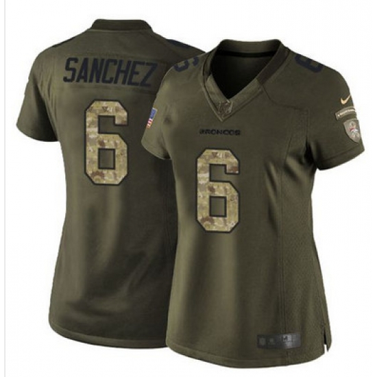 Nike Broncos #6 Mark Sanchez Green Womens Stitched NFL Limited Salute to Service Jersey Nike Broncos #6 Mark Sanchez Green Womens Stitched NFL Limited Salute to Service Jersey