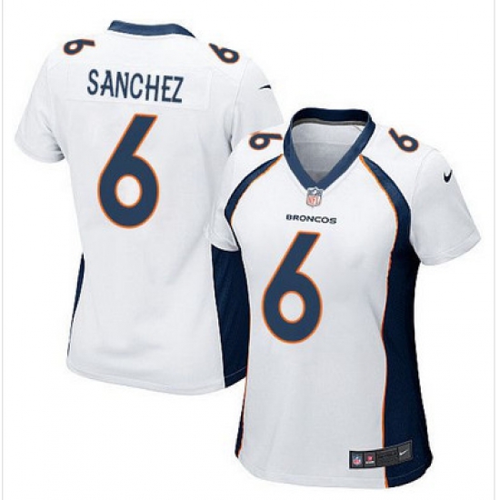 Nike Broncos #6 Mark Sanchez White Womens Stitched NFL New Elite Jersey Nike Broncos #6 Mark Sanchez White Womens Stitched NFL New Elite Jersey