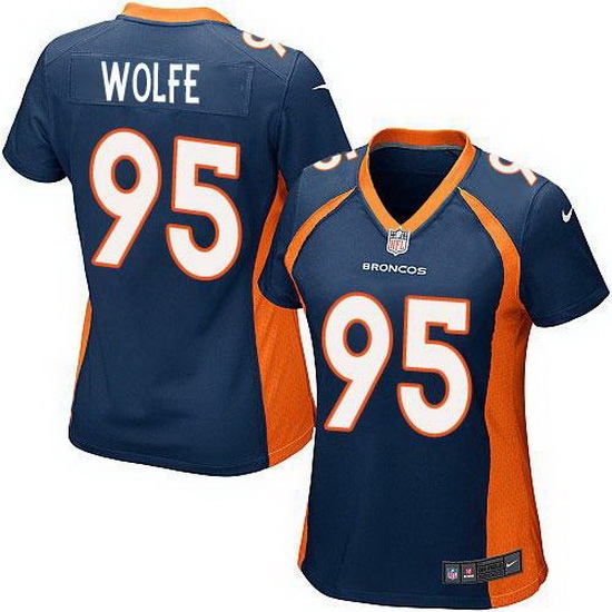Nike Broncos #95 Derek Wolfe Blue Alternate Womens Stitched NFL New Elite Jersey Nike Broncos #95 Derek Wolfe Blue Alternate Womens Stitched NFL New Elite Jersey