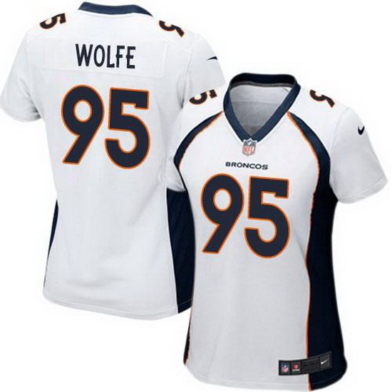Nike Broncos #95 Derek Wolfe White Womens Stitched NFL New Elite Jersey Nike Broncos #95 Derek Wolfe White Womens Stitched NFL New Elite Jersey