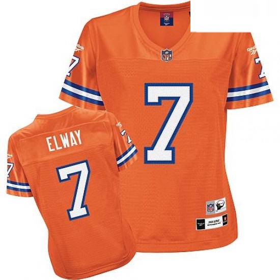 Reebok Denver Broncos 7 John Elway Orange Womens Throwback Team Color Premier EQT NFL Jersey Reebok Denver Broncos 7 John Elway Orange Womens Throwback Team Color Premier EQT NFL Jersey