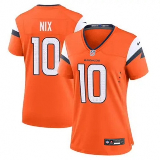 Women Denver Broncos 10 Bo Nix Orange F U S E Vapor Limited Stitched Football Jersey Women Denver Broncos 10 Bo Nix Orange F U S E Vapor Limited Stitched Football Jersey