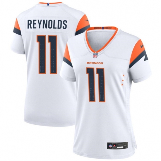 Women Denver Broncos 11 Josh Reynolds White 2024 Stitched Jersey Women Denver Broncos 11 Josh Reynolds White 2024 Stitched Jersey