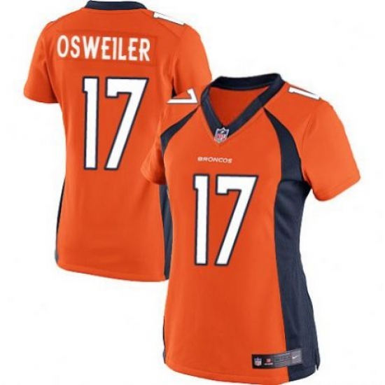 Women Denver Broncos #17 Brock osweiler Orange Stitched NFL Jersey Women Denver Broncos #17 Brock osweiler Orange Stitched NFL Jersey