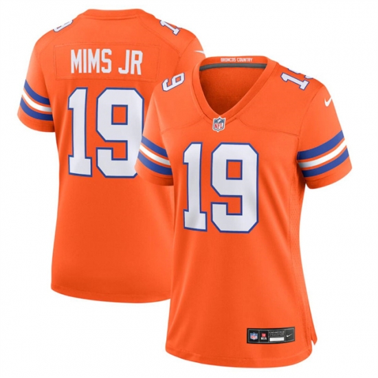 Women Denver Broncos 19 Marvin Mims Jr Orange Mile High Collection 1977 Throwback Stitched Jersey Women Denver Broncos 19 Marvin Mims Jr Orange Mile High Collection 1977 Throwback Stitched Jersey