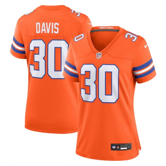 Women Denver Broncos 30 Terrell Davis Orange Mile High Collection 1977 Throwback Stitched Jersey Women Denver Broncos 30 Terrell Davis Orange Mile High Collection 1977 Throwback Stitched Jersey