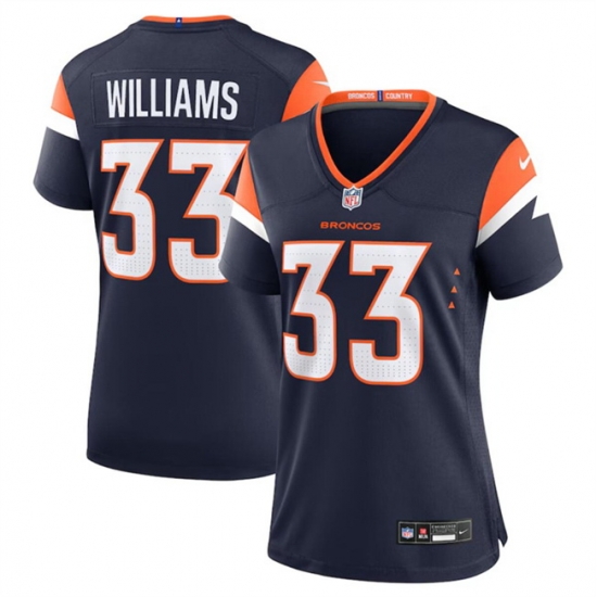 Women Denver Broncos 33 Javonte Williams Navy 2024 Alternate Stitched Jersey Women Denver Broncos 33 Javonte Williams Navy 2024 Alternate Stitched Jersey