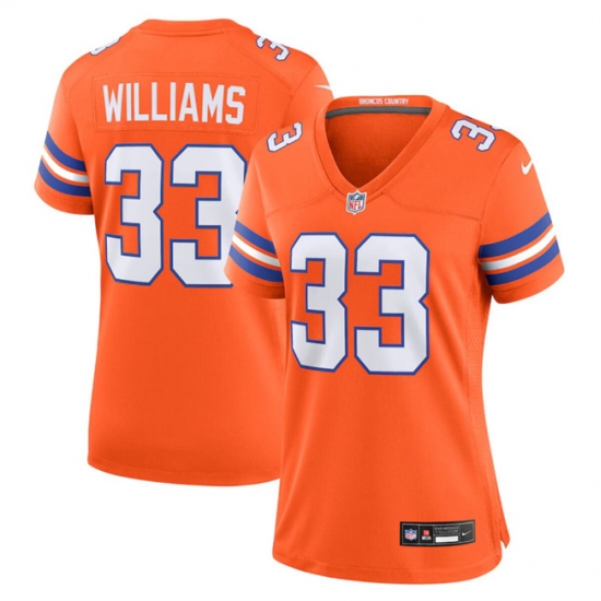 Women Denver Broncos 33 Javonte Williams Orange Mile High Collection 1977 Throwback Stitched Jersey Women Denver Broncos 33 Javonte Williams Orange Mile High Collection 1977 Throwback Stitched Jersey