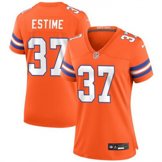 Women Denver Broncos 37 Audric Estime Orange Mile High Collection 1977 Throwback Stitched Jersey Women Denver Broncos 37 Audric Estime Orange Mile High Collection 1977 Throwback Stitched Jersey