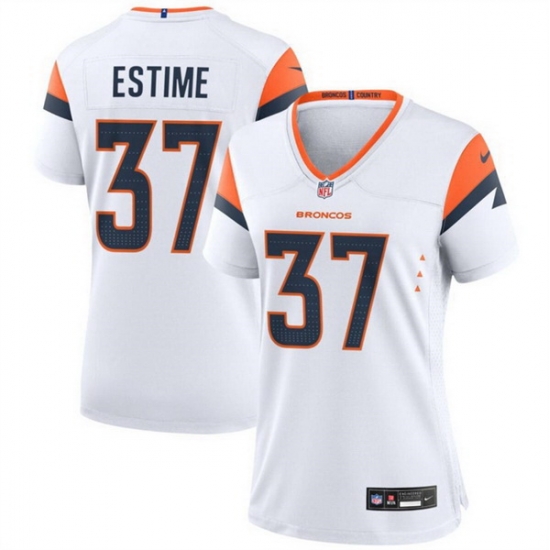 Women Denver Broncos 37 Audric Estime White 2024 Stitched Jersey Women Denver Broncos 37 Audric Estime White 2024 Stitched Jersey