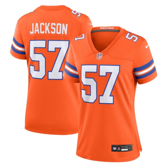Women Denver Broncos 57 Tom Jackson Orange Mile High Collection 1977 Throwback Stitched Jersey Women Denver Broncos 57 Tom Jackson Orange Mile High Collection 1977 Throwback Stitched Jersey