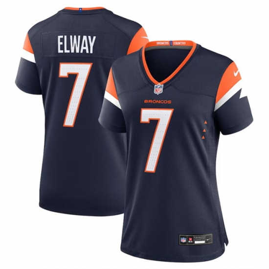 Women Denver Broncos 7 John Elway Navy 2024 Alternate Stitched Jersey Women Denver Broncos 7 John Elway Navy 2024 Alternate Stitched Jersey