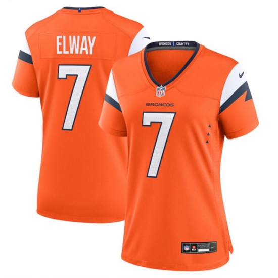 Women Denver Broncos 7 John Elway Orange 2024 Stitched Jersey Women Denver Broncos 7 John Elway Orange 2024 Stitched Jersey