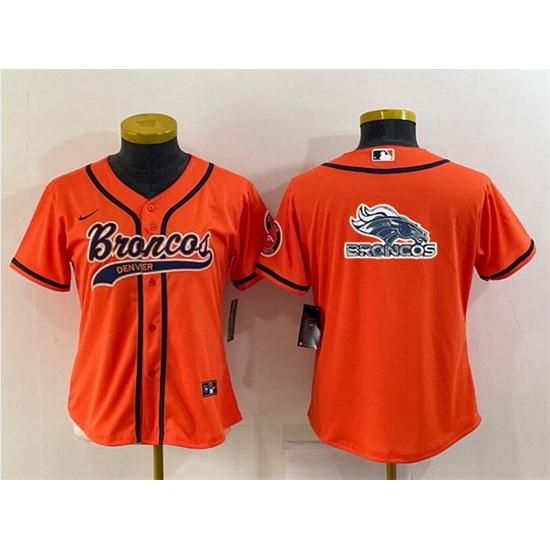 Women Denver Broncos Orange Team Big Logo With Patch Cool Base Stitched Baseball Jersey Women Denver Broncos Orange Team Big Logo With Patch Cool Base Stitched Baseball Jersey