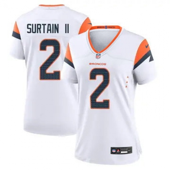 Women Nike Denver Broncos 2 Patrick Surtain II White Vapor Limited Jersey Women Nike Denver Broncos 2 Patrick Surtain II White Vapor Limited Jersey