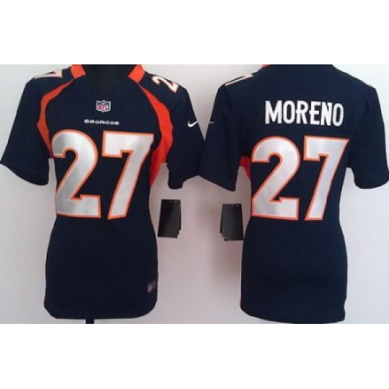 Women Nike Denver Broncos 27# Knowshon Moreno Blue Nike NFL Jerseys Women Nike Denver Broncos 27# Knowshon Moreno Blue Nike NFL Jerseys