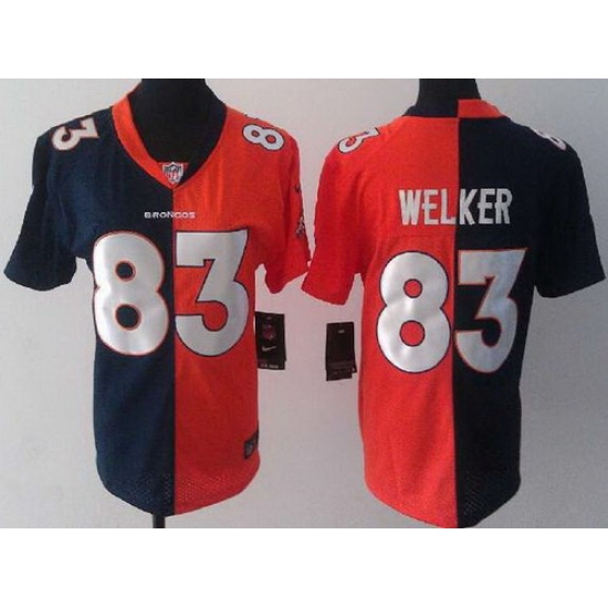 Women Nike Denver Broncos 83 Wes Welker Orange Blue Split NFL Jerseys Women Nike Denver Broncos 83 Wes Welker Orange Blue Split NFL Jerseys