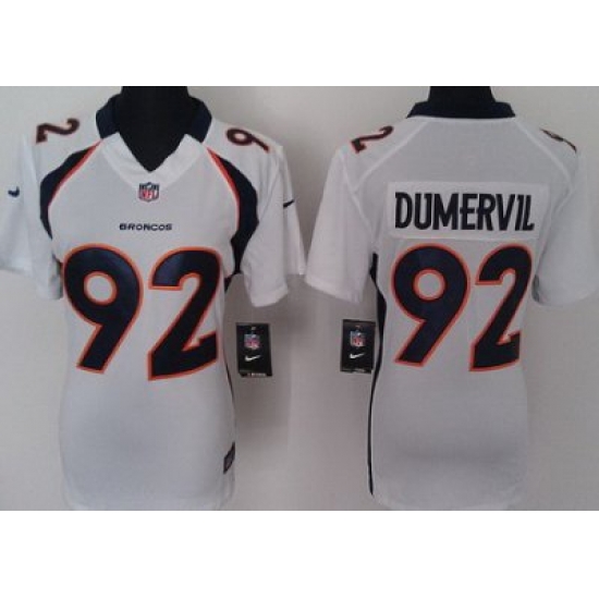 Women Nike Denver Broncos 92# Elvis Dumervil White Nike NFL Jerseys Women Nike Denver Broncos 92# Elvis Dumervil White Nike NFL Jerseys