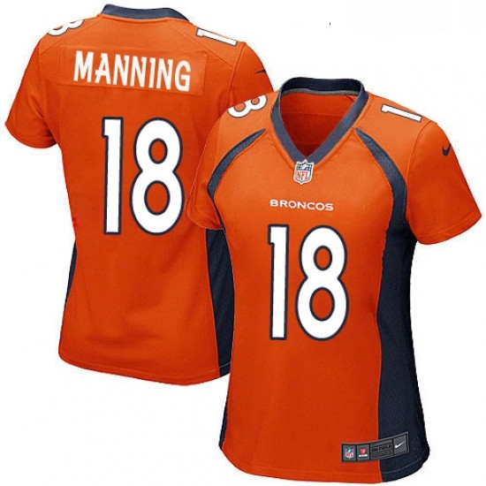 Womens Nike Denver Broncos 18 Peyton Manning Game Orange Team Color NFL Jersey Womens Nike Denver Broncos 18 Peyton Manning Game Orange Team Color NFL Jersey