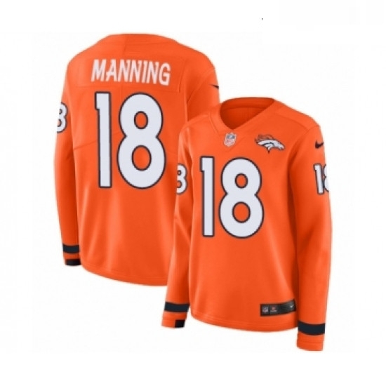 Womens Nike Denver Broncos 18 Peyton Manning Limited Orange Therma Long Sleeve NFL Jersey Womens Nike Denver Broncos 18 Peyton Manning Limited Orange Therma Long Sleeve NFL Jersey