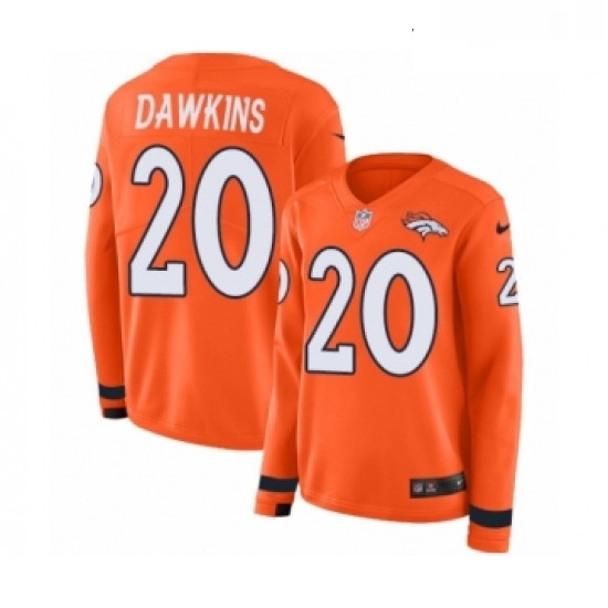 Womens Nike Denver Broncos 20 Brian Dawkins Limited Orange Therma Long Sleeve NFL Jersey Womens Nike Denver Broncos 20 Brian Dawkins Limited Orange Therma Long Sleeve NFL Jersey