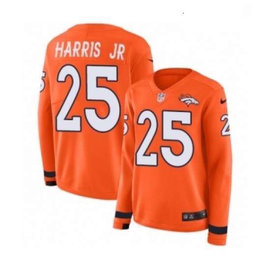 Womens Nike Denver Broncos 25 Chris Harris Jr Limited Orange Therma Long Sleeve NFL Jersey Womens Nike Denver Broncos 25 Chris Harris Jr Limited Orange Therma Long Sleeve NFL Jersey
