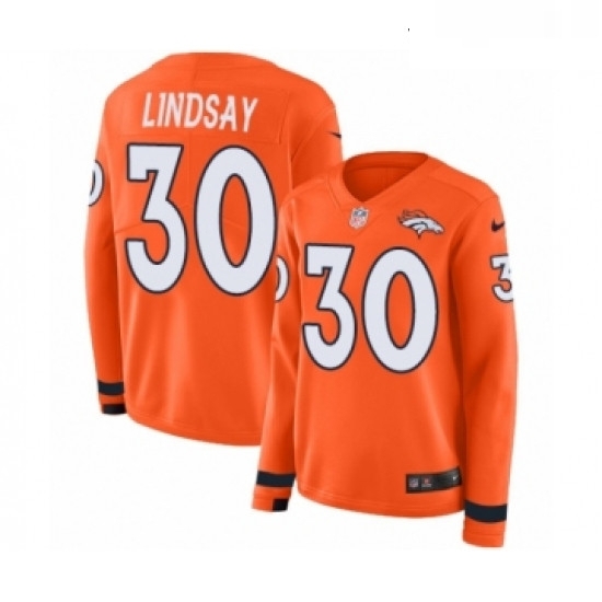 Womens Nike Denver Broncos 30 Phillip Lindsay Limited Orange Therma Long Sleeve NFL Jersey Womens Nike Denver Broncos 30 Phillip Lindsay Limited Orange Therma Long Sleeve NFL Jersey