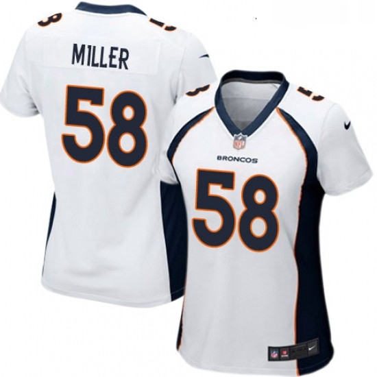 Womens Nike Denver Broncos 58 Von Miller Game White NFL Jersey Womens Nike Denver Broncos 58 Von Miller Game White NFL Jersey