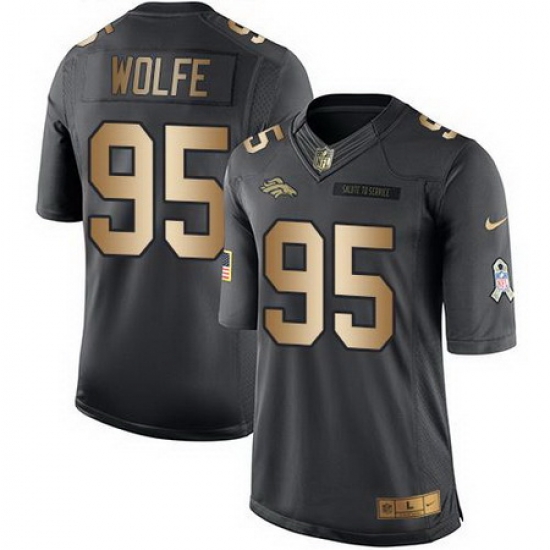 Nike Broncos #95 Derek Wolfe Black Youth Stitched NFL Limited Gold Salute to Service Jersey Nike Broncos #95 Derek Wolfe Black Youth Stitched NFL Limited Gold Salute to Service Jersey