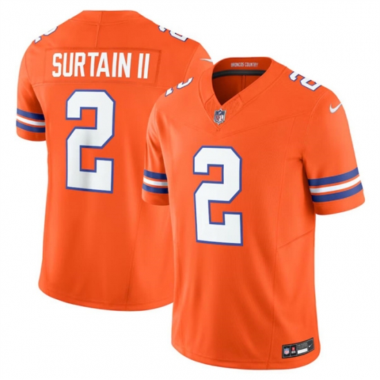 Youth Denver Broncos 2 Pat Surtain II Orange F U S E Mile High Collection 1977 Throwback Vapor Limited Stitched Football Jersey Youth Denver Broncos 2 Pat Surtain II Orange F U S E Mile High Collection 1977 Throwback Vapor Limited Stitched Football Jersey