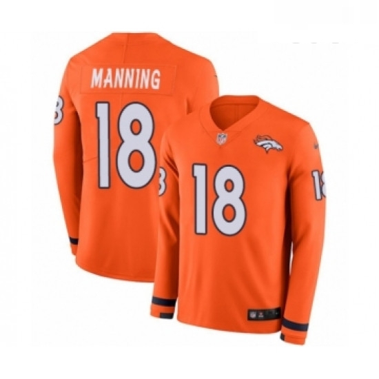 Youth Nike Denver Broncos 18 Peyton Manning Limited Orange Therma Long Sleeve NFL Jersey Youth Nike Denver Broncos 18 Peyton Manning Limited Orange Therma Long Sleeve NFL Jersey