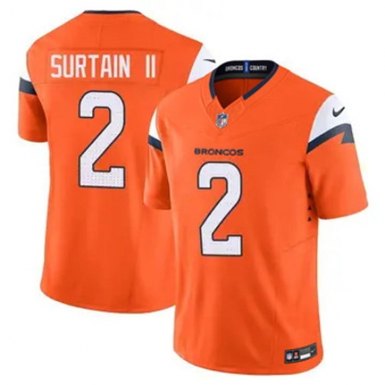 Youth Nike Denver Broncos Patrick Surtain II Stitched Orange Limited Jersey Youth Nike Denver Broncos Patrick Surtain II Stitched Orange Limited Jersey
