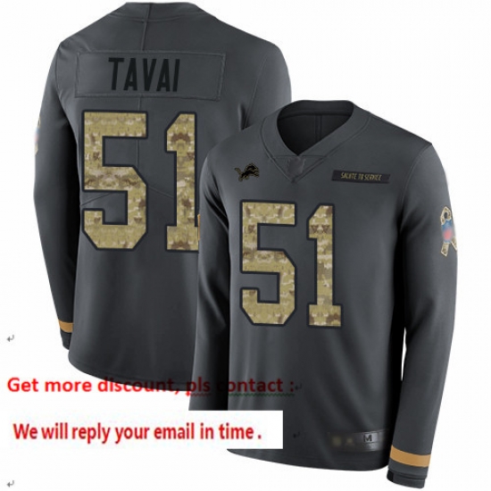 Lions 51 Jahlani Tavai Anthracite Salute to Service Men Stitched Football Limited Therma Long Sleeve Jersey Lions 51 Jahlani Tavai Anthracite Salute to Service Men Stitched Football Limited Therma Long Sleeve Jersey