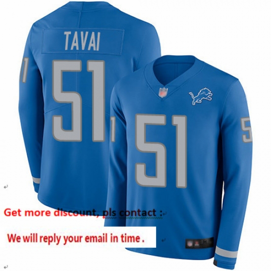 Lions 51 Jahlani Tavai Blue Team Color Men Stitched Football Limited Therma Long Sleeve Jersey Lions 51 Jahlani Tavai Blue Team Color Men Stitched Football Limited Therma Long Sleeve Jersey