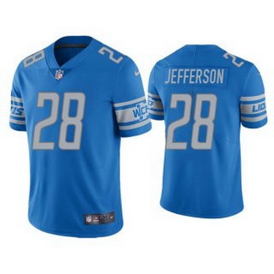 Men Blue Detroit Lions 28 Jermar Jefferson Vapor Untouchable Limited Stitched Jersey Men Blue Detroit Lions 28 Jermar Jefferson Vapor Untouchable Limited Stitched Jersey