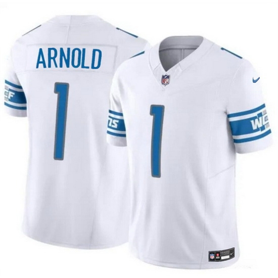 Men Detroit Lions 1 Terrion Arnold White 2024 Draft F U S E Vapor Untouchable Limited Stitched Jersey Men Detroit Lions 1 Terrion Arnold White 2024 Draft F U S E Vapor Untouchable Limited Stitched Jersey